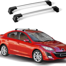 OMAC Auto Exterior Accessories Roof Rack Crossbars | Aluminum Lockable Silver Roof Top Cargo Racks | Luggage Ski Kayak Bike Snowboard Carriers Set 2 Pcs | Fits Mazda 3 Sedan 2009-2014