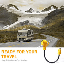 Snowy Fox RV 15Amp to 30Amp Adapter - 15Male/30Female Camper RV Electrical Adapter Power Cord with Innovative 180 Degree Bend Design Easy Ergonomic Grip Handle, 18inches,12AWG 125V/1875W