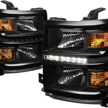 Black Housing Amber Corner LED DRL Headlight Headlamp for Chevy Silverado 1500 14-15