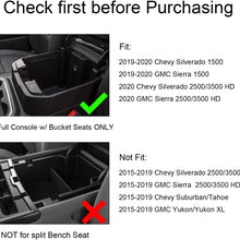 SENSHINE Center Console Organizer Tray for 2019 Chevy Silverado 1500/GMC Sierra 1500 and 2020 Chevy Silverado/GMC Sierra 1500/2500/3500 HD Armrest Storage Secondary Box - Full Center Console Models