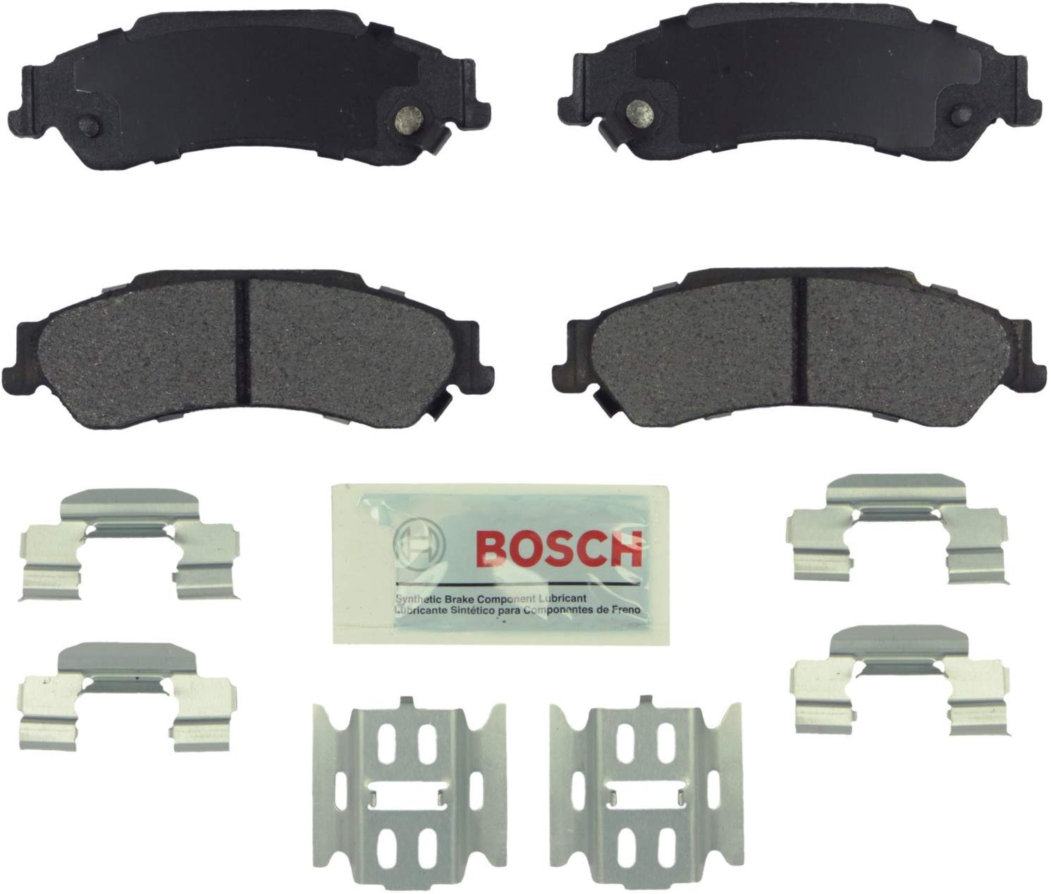 Bosch BE729H Blue Disc Brake Pad Set with Hardware for Select Chevrolet Blazer, S10; GMC Jimmy, Sonoma; Isuzu Hombre; and Oldsmobile Bravada - REAR