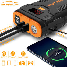 Jump Starter, AUTOWN 2000A Peak 20800mAh Car Jump Starter (Up to 8.0L Gas/6.5L Diesel Engines) with Quick Charge 3.0, QDSP 12V Auto Battery Booster Portable Power Pack with Built-in LED Light