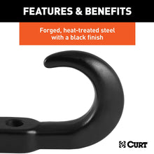 CURT 22411 Bolt-On Black Steel Tow Hook with Spring Clip, 10,000 lbs Capacity