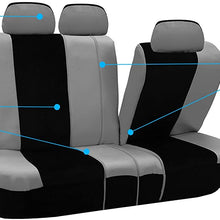 FH Group FH-FB103115 Leather/Velour High Back Car Seat Covers Gray/Black (Full Set Airbag Ready and Split Rear Bench) with F11306 Vinyl Floor Mats -Fit Most Car, Truck, SUV, or Van