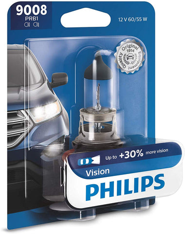 Philips 9008PRB1 Vision Upgrade Headlight Bulb with up to 30% More Vision, 1 Pack