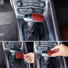 Voodonala for Challenger Gear Shift Knob Cover Trim Accessories for Dodge Challenger Charger 2015 up (Red/Black Grain)