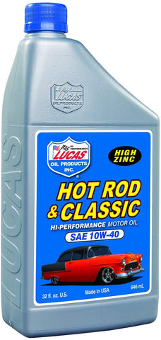 Lucas Oil Hot Rod and Classic Car 10W40 Motor Oil 1 qt Case Of 6 P/N 10688-6