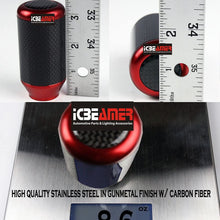 ICBEAMER Drifting Racing Style Red Heavy Aluminum with Real Carbon Fiber Manual Gear Stick Shift Knob 5 6 Speeds Pattern