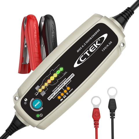 CTEK (56-959) Silver MUS 4.3 TEST & CHARGE 12 Volt Fully Automatic Charger and Tester