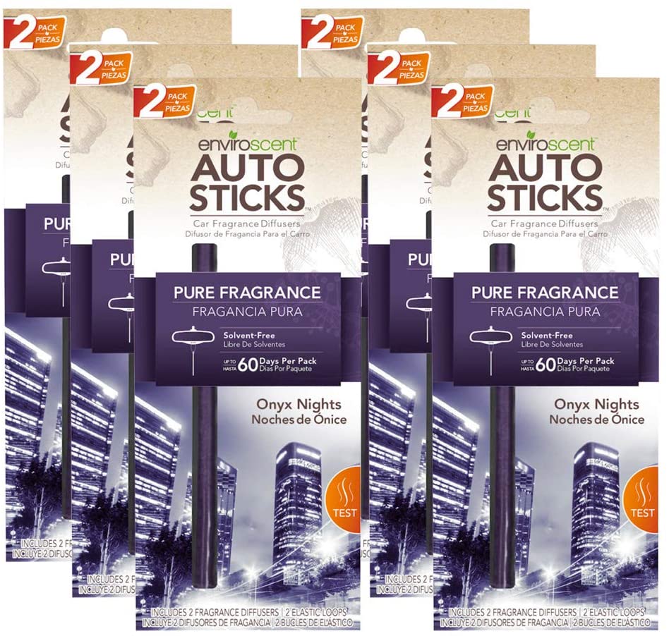 Enviroscents Auto Sticks Natural Car Air Fresheners, 6-Pack with 12 Sticks (Onyx Nights)