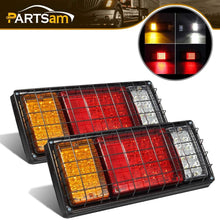 Partsam 2Pcs LED Truck Trailer Tail Lights Bar Kit 40 LED Waterproof Tail Turn Signal Brake Light Running Reverse Light with Iron Net Protection 5 Wires 10V-30V for Truck Boat Trailer UTV RV Camper
