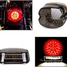 Harley Davidson Smoked LED Tail Light Brake Turn Signal Lights for 2002-2010 FXST Models Harley Sportster 1200 Dyna Smoke Lens Lay Down Style