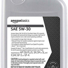 AmazonBasics Full Synthetic Motor Oil, SN Plus, dexos1-Gen2, 5W-30, 1 Quart, 6 Pack