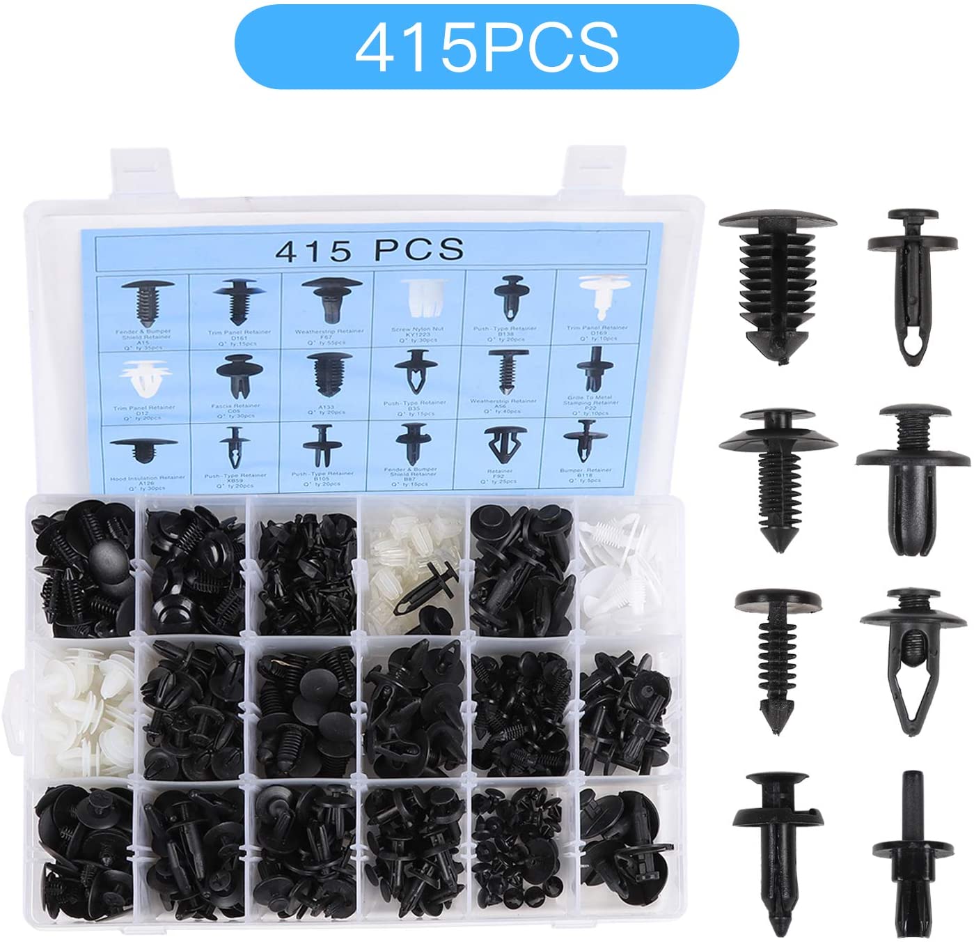 Voodonala Car Retainer Kit Push Rivet Pins Clips Fastener Plastics Trim Panel Body Assortment for Jeep Ford GM Toyota Honda