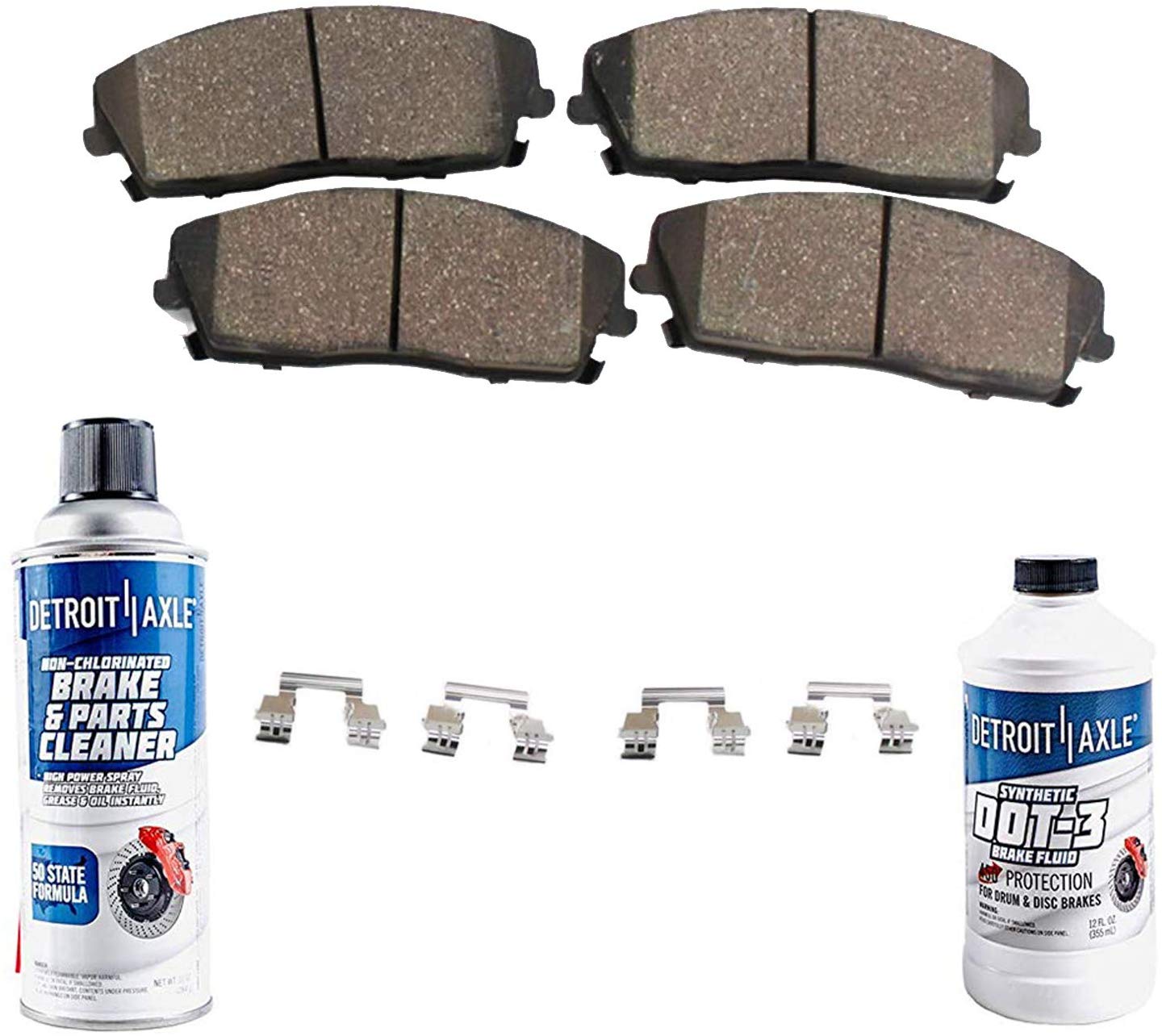 Detroit Axle - Front Ceramic Pads w/Hardware Brake Cleaner Fluid for 2006-2012 Ford Fusion - [2007-2012 Lincoln MKZ] - 2006-2013 Mazda 6 - [2006-2011 Mercury Milan] - See Fitment
