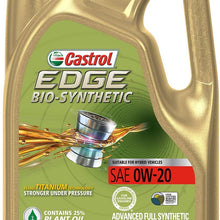 Castrol 03585 EDGE Bio-Synthetic 0W-20 Advanced Full Synthetic Motor Oil, 5 quart, 1 Pack