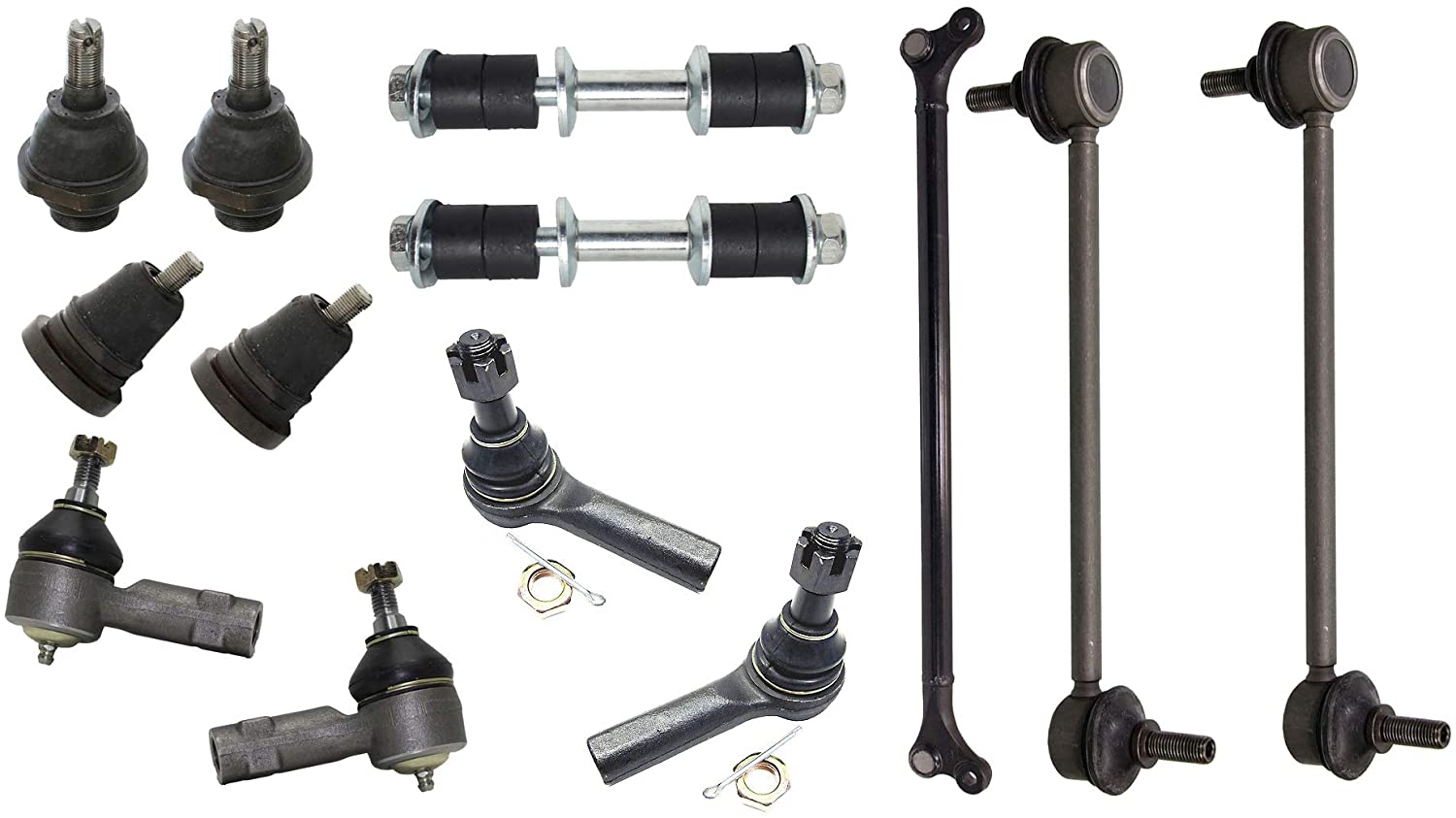 Detroit Axle - 13PC Upper & Lower Ball Joint, Front & Rear Sway Bar, Inner & Outer Tie Rod, Center Link Kit for 2000 2001 2002 2003 2004 Nissan Xterra