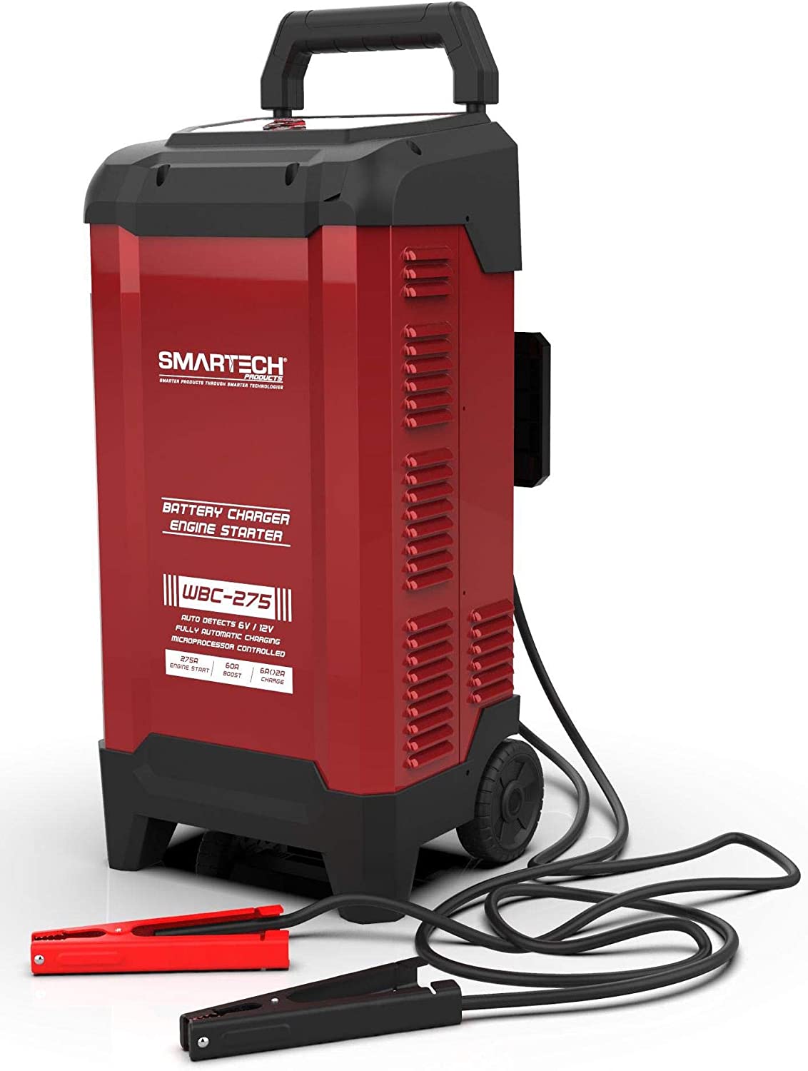 Smartech WBC-275 6V/12V Wheel Automotive Battery Charger | 275A Engine Start | 60A Boost | 6A<>2A Charge | Digital Display - Built in Microprocessor for Safe Charging