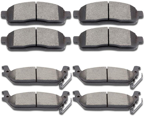 SCITOO Ceramic Discs Brake Pads Kits, 8pcs Disc Brake Pad Set fit for 2004 2005 2006 2007 2008 for Ford F-150,2006 2007 2008 for Lincoln Mark LT,Front and Rear