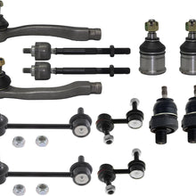 PartsW 12 Pcs Front & Rear Sway Bar Stabilizer Links + Front Inner & Outer Tie Rod Ends + Front Upper & Lower Ball Joint