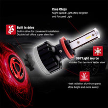 ECCPP H11+H11 LED Headlight Bulb Super Bright Cree White Auto Headlamp Conversion Kit High Low Beam - 16000Lm 160W 6000K Focus Light - 1 Year Warranty (Pack of 4)