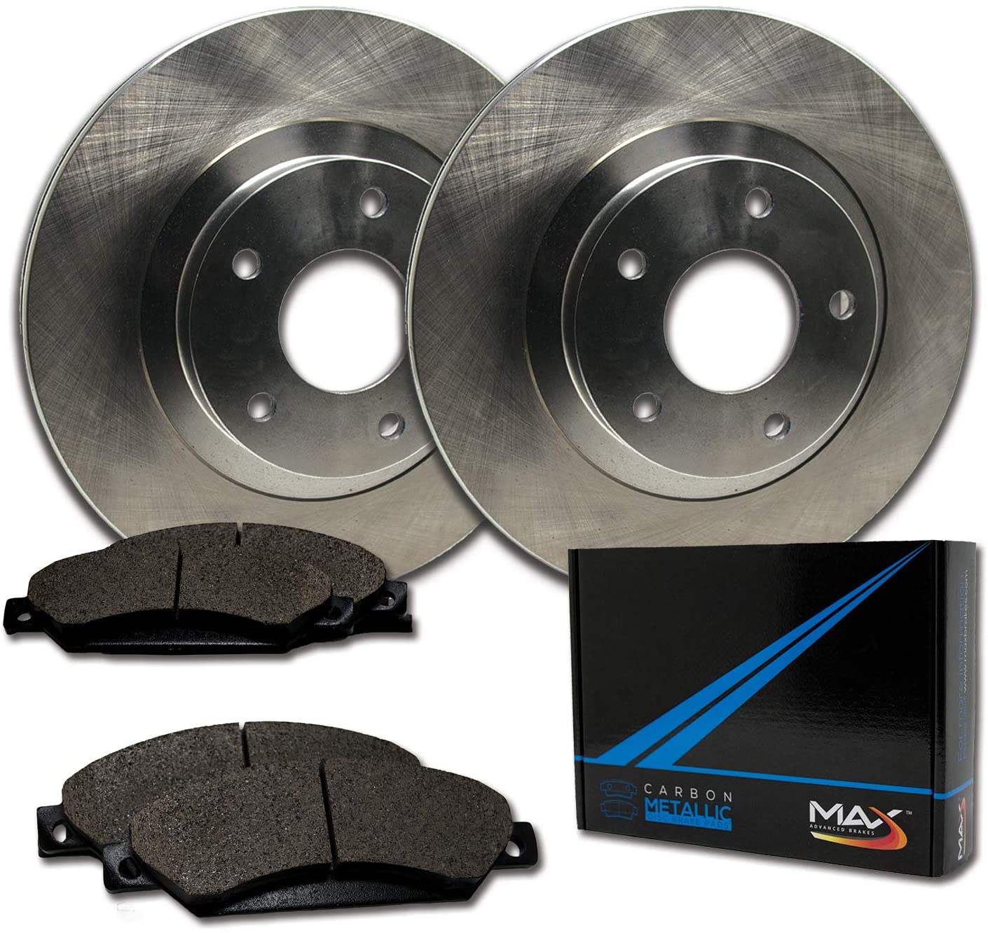 [Front] Max Brakes Premium OE Rotors with Carbon Metallic Pads TA044541 (OE; Metallic Pads)