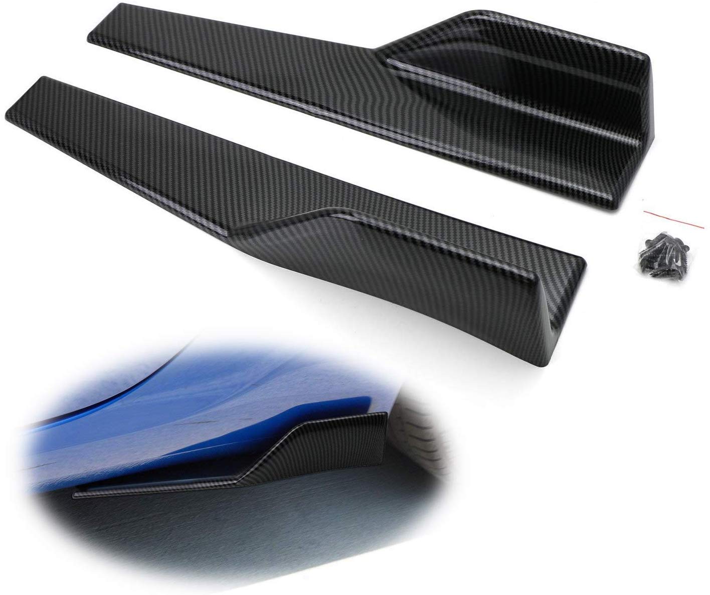 iJDMTOY Left/Right Black Carbon Fiber PP Universal Rear Side Skirt Winglets Diffusers For Car