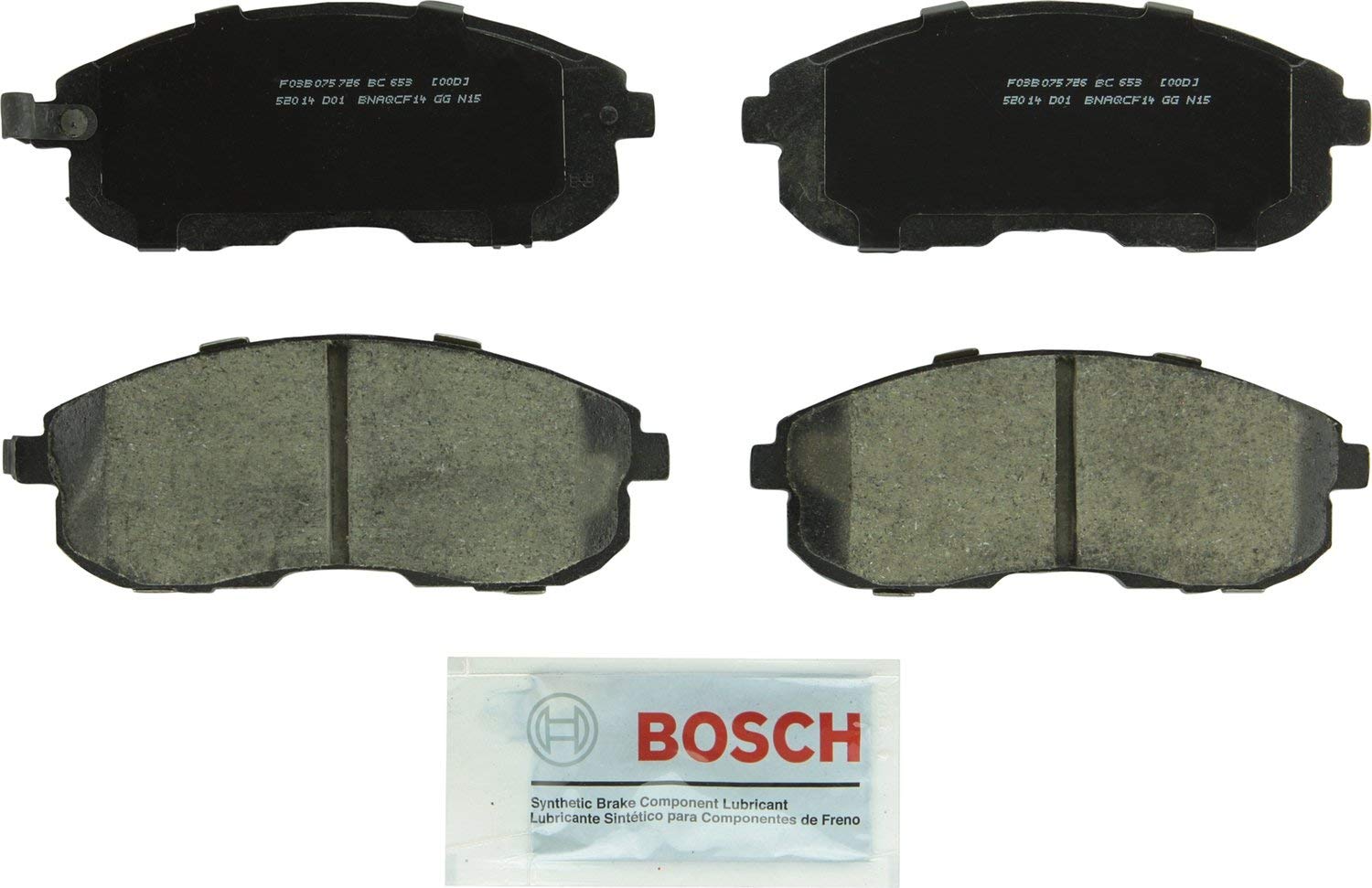 Bosch BC653 QuietCast Premium Ceramic Disc Brake Pad Set For Infiniti: 1999 G20, 1996-1999 I30; Nissan: 1995-1999 Maxima; Suzuki: 2007-2008 SX4; Front