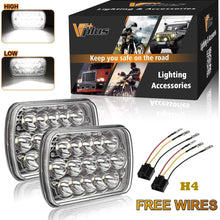 Partsam H6054 7x6 5x7 LED Headlights Sealed Beam Hi/Low w/ H4 Wiring Harness Compatible with Jeep Wrangler YJ XJ/GMC Chevrolet Express S10/Ford Cherokee E250/Toyota Tacoma/Mazda