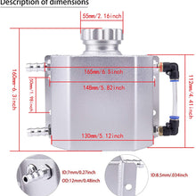 PowerRun Universal 1L Radiator Coolant Overflow Tank,Recovery Coolant Bottle,Polished Aluminum(Silver)