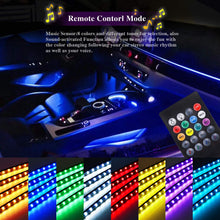 LivTee 12V Car LED Strip Light，4pcs 48 LED Multicolor Music Car Interior Lights Under Dash Lighting Waterproof Kit with Sound Active Function and Wireless Remote Control, Car Charger Included