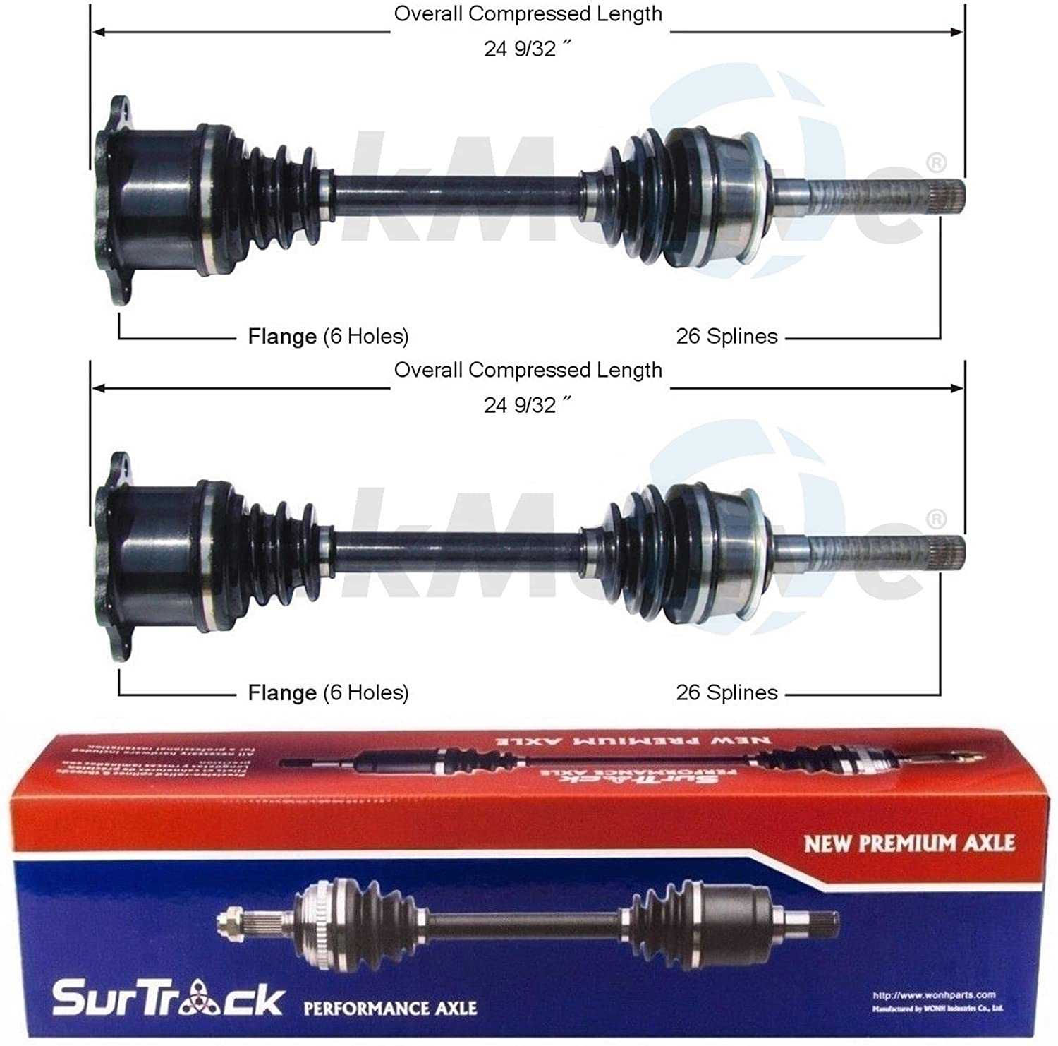 SurTrack Pair Set of 2 Front CV Axle Shafts For Toyota T100 4WD 1993-1998
