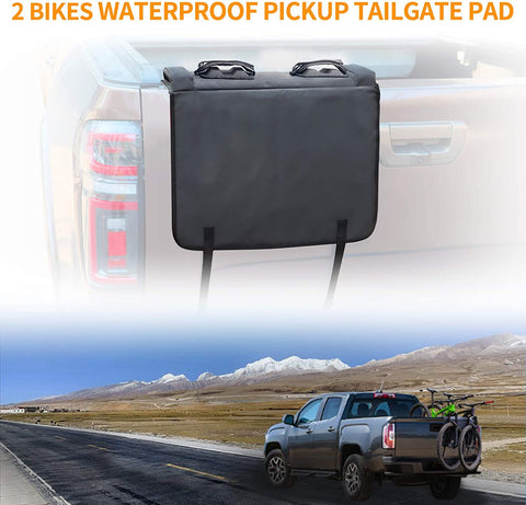 MONOKING Tailgate Pad for Pickup Truck, Tailgate Pad for 5 Mountain Bikes with 2 Tool Pockets and Secure Soft Velcro Bike Straps, Great for 5 Bicycles, 54