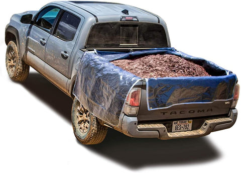 TRUCK BED COVER + UNLOADER - Protect Cargo from Rain | Keep Bed Liner Clean - carry Wet Load Soil Mulch Hay or haul Game | Smart Tarp Cargo Net Alternative | for Full Size Truck- Bed Length 86