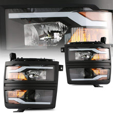 ECCPP Headlight Assembly Conversion Kit Fit For 2014 2015 CHEVY SILVERADO Projector Black Housing With Clear Lens -Plug And Play