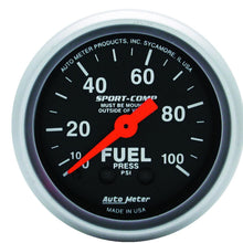 Auto Meter 3312 Sport-Comp Mechanical Fuel Pressure Gauge, 2-1/16" (52.4mm)