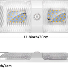 BlueFire 1 Pack Upgraded Super Bright DC 12V Led RV Ceiling Double Dome Light RV Interior Lighting Trailer Camper RV Lights Interior with ON/Off Switch for Trailer Camper Car RV Boat (Natural White)