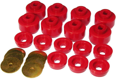 Prothane 7-141 Red Body and Cab Mount Bushing Kit - 16 Piece