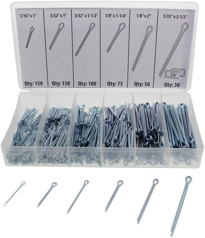 ABN Cotter Pin Key 555 pc Assortment Set, 1/16 x 1 to 5/32 x 2-1/2 Inch – Steel Locking Automotive Axle Trailer Pins