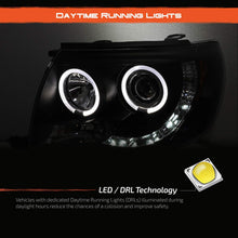 For Toyota Tacoma Pickup Black Bezel Dual Halo Ring Design Projector LED Replacement Headlights Lamps