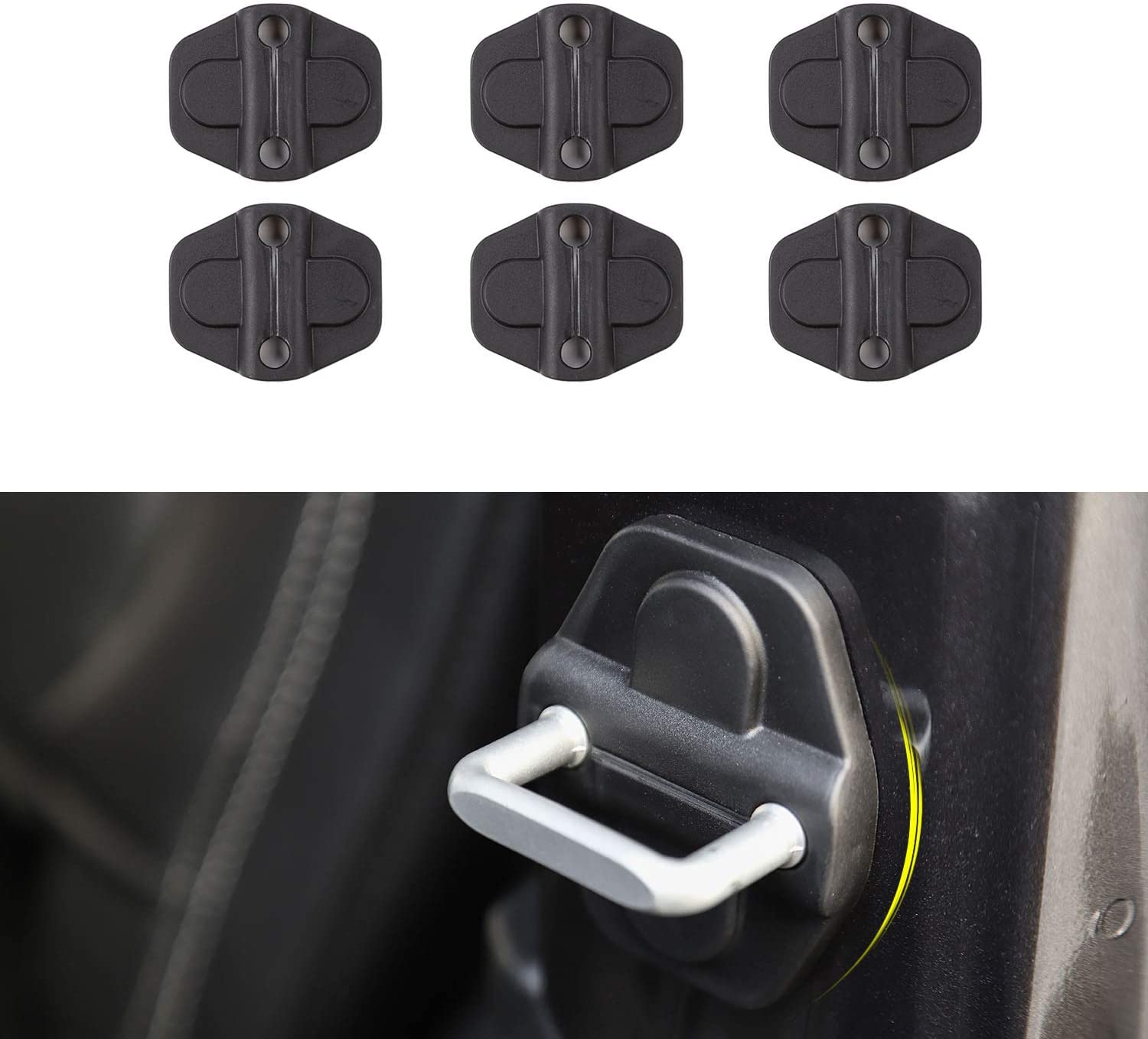 Voodonala for JL Door Lock Cover Buckle Decor Trim for 2018 2019 Jeep Wrangler JL JLU 2020 Gladiator JT ABS 6PCS