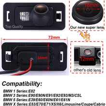 Super HD CCD Sensor Vehicle 170 Wide Angle Night Vision Rear View Camera IP68 Reverse Camera Compatible with BMW E82/E90/E90N/E91/E92/E93/M3/CSL/ E39/E60/E60N/E61/E61N/E53/E70/E71/X5/X6/Limousine