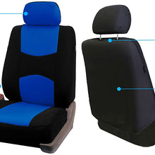 FH Group FB050102 + F11306 Flat Cloth Seat Covers (Blue) Front Set – Universal Fit for Cars Trucks & SUVs