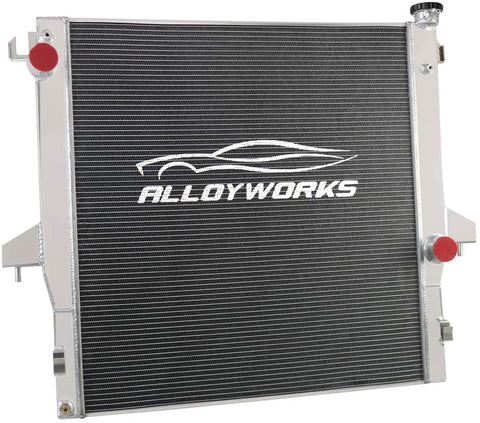 ALLOYWORKS 2 Row Full Aluminum Radiator for 2003-2009 Dodge Ram 2500 3500 5.9L 6.7L L6 Cummins Engine