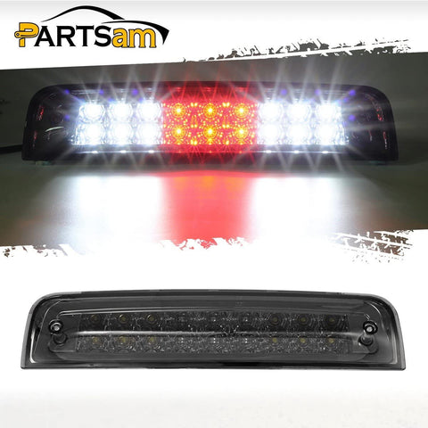 Partsam High Mount Stop Light Third 3RD Brake Light Replacement for Dodge Ram 1500 2500 3500 2009-2017 LED Rear Cab Roof Center Mount Tail Brake Light Cargo Lamp(Smoke Lens Chrome Housing)