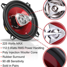 BOSS Audio CH5530 Car Speakers - 225 Watts of Power Per Pair and 112.5 Watts Each, 5.25 Inch, Full Range, 3 Way, Sold in Pairs, Easy Mounting
