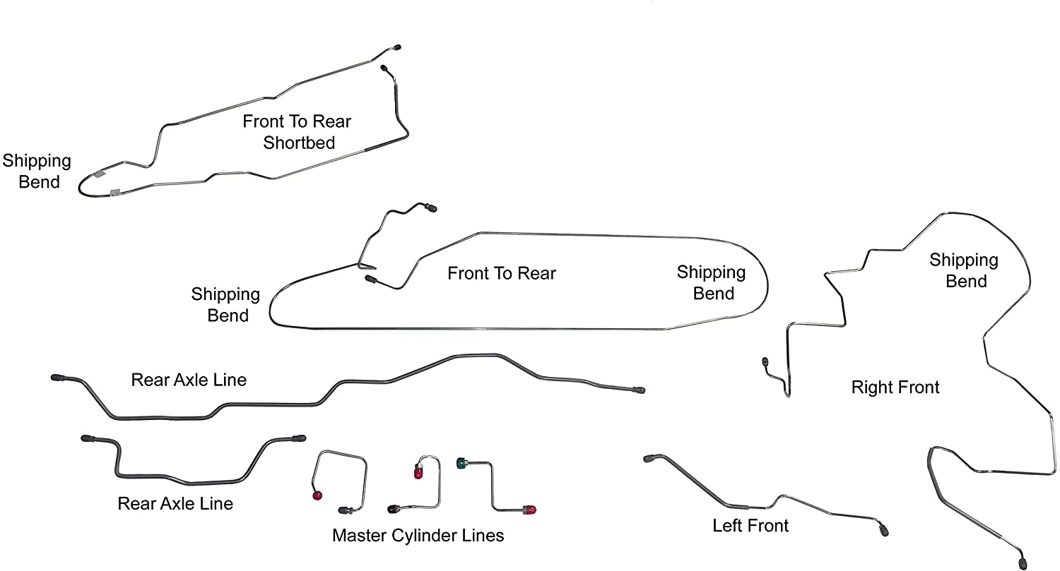 Compatible With 1995-2001 Jeep XJ Cherokee Complete Preformed Brake Line Lines Set Kit 4wd w/o ABS Stainless Steel