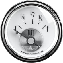 AUTO METER 2015 Prestige Pearl 2-1/16" Fuel Level Gauge (0 Ohm E-90 Ohm F, 52.4mm)