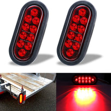 LivTee Waterproof 6" Oval Red LED Trailer Lights Tail Brake Stop Turn Parking Light Kit with Grommet and Plug for Boat Trailers RV Jeep Trucks, 2pcs