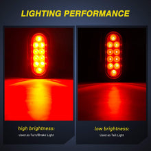 Nilight TL-01 6" Oval Red LED Tail 2PCS w/Surface Mount Grommets Plugs IP67 Waterproof Stop Brake Turn Trailer Lights for RV Truck Jeep, 2 Years Warranty